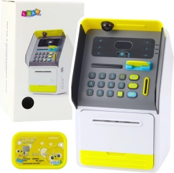 Dzeltena rotaļlieta – bankomāts un seifs ar PIN kodu