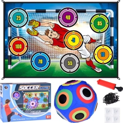 Komplekts futbola spēlei ar mērķa paklāju un spīdošu bumbu