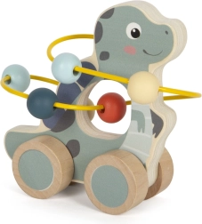 Koka dinosurs ar krellīšu labirintu uz riteņiem