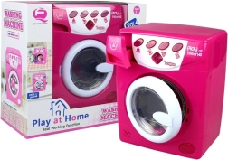 Bērnu veļasmašīna ar baterijām un efektiem, rozā