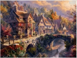 Norimpex Paint by Numbers Mountain Town by the Water 40 × 50 cm