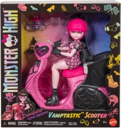 Monster High Draculaura ar vampīru motorolleru un sikspārni