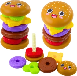 Saliekamā hamburgera spēle bērniem, krāsaina, 7 detaļas