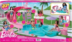 Barbie sapņu baseins – rotaļu komplekts ar slidkalniņu, burbuļvannu un uzkodu bāru