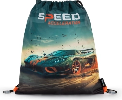 Drawstring gym bag with car motif