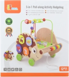 Koka velkamā rotaļlieta ežuks 5‑in‑1 ar aktivitātēm VIGA