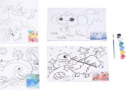 Gleznošanas audekls ar paraugu 30 × 24 cm ar krāsām un otu