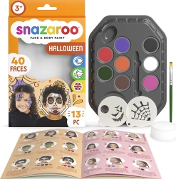 Snazaroo komplekts 8 krāsas sejas un ķermeņa apgleznošanai ar trafaretiem Halloween