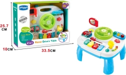 Children's interactive steering wheel with light and sound on a table