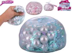 Antistresa glamūra bumbiņa ar čabošām lodītēm 9,5 cm