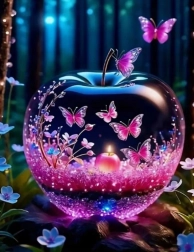 Dimanta gleznošana Stikla ābols 30x40 cm