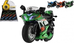 Sacīkšu motocikls ar atvilkšanas mehānismu, gaismu un skaņu