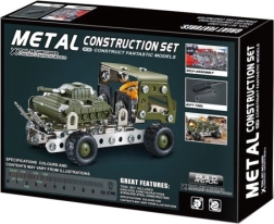 Metāla konstruktors Militārais auto ar tanku
