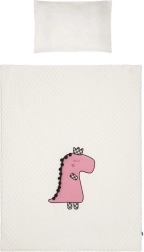 3-piece baby crib bedding BELISIMA Dino 3D cream–pink 100 × 135 cm