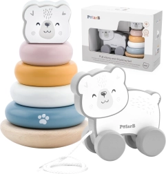 Viga PolarB koka komplekts polārlācis: piramīda un velkamais lācītis