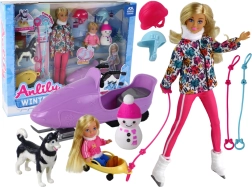 Lelle ANLILY ziemas sports ar haskiju un sniega skrejriteni