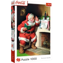 1000 gabalu puzle Coca‑Cola Ziemassvētki – Santa pie kamīna