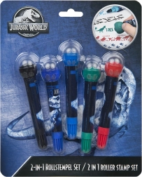 Zīmogu komplekts 2 in 1 Jurassic World – radošie flomāsteri ar rullīša zīmogu