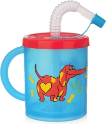 Bērnu krūzīte ar salmiņu suns 260 ml