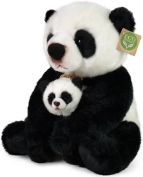 Pūkaina panda ar mazuli 27 cm, videi draudzīga