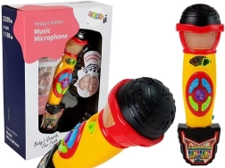 Bērnu karaoke mikrofons dzelteni melns ar ierakstīšanu un gaismas efektiem