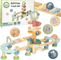 Wooden Marble Run with Musical Cymbals Woopie Green FSC