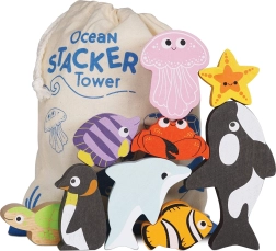 Le Toy Van Petilou stacking tower ocean – wooden set of 9 pieces