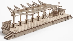 UGEARS koka mehāniskā 3D puzle dzelzceļa stacija (196 detaļas)