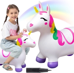 Woopie inflatable bouncing unicorn with pump