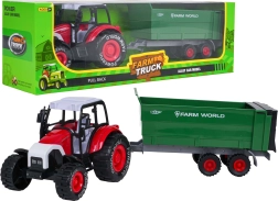 Metāla traktors ar atvienojamu piekabi ar inerces (pull-back) piedziņu