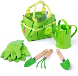 Bērnu dārzkopības komplekts audekla somā BIGJIGS TOYS – zaļš