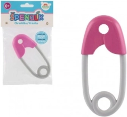 Plastmasas drošības piespraudes grabulītis zīdaiņiem 12 cm rozā‑pelēks