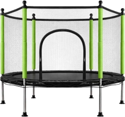Bērnu batuts ar tīklu un bumbiņām, 140 cm, zaļš