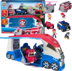 Paw Patrol lielais patruļtransportieris ar 4 transportlīdzekļiem ar gaismu un skaņu – Raiders, Čeiss, Māršals un Skaija