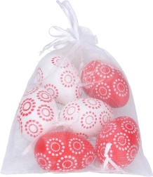 Dekoratīvas plastmasas sarkani baltas oliņas 4x6 cm
