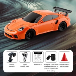 RC drifta auto 1:43 mērogā, oranža, ar piederumiem