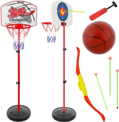 Bērnu sporta komplekts 2 vienā – basketbola grozs un loka šaušana ar regulējamu augstumu