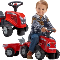FALK Massey Ferguson red ride-on tractor with trailer