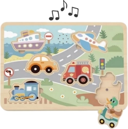 Tooky Toy koka interaktīvā puzle – transportlīdzekļi