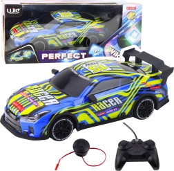 Sporta RC auto zilizilā krāsā ar gaismām un skaņām