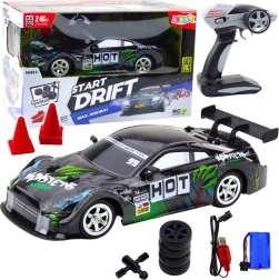 RC sacīkšu auto driftam melni-zaļš 30 km/h 1:16
