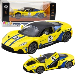 Sporta metāla auto ar gaismas un skaņas efektiem, 1:22 dzeltenā krāsā