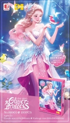 100 gab. puzle rozā princese ar mirdzumiem