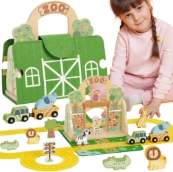 Tooky Toy mini zoodārzs – pārnēsājams koka komplekts koferītī