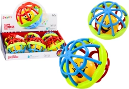 Sensorā bumbiņa ar grabulīti, elastīga un krāsaina