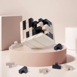 Koka loģikas kubs – 3D galvasmežģis bērniem un pieaugušajiem