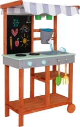 Koka dārza virtuve uz ritenīšiem ar piederumiem un krānu Lulilo Sableto