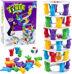 Ģimenes līdzsvara spēle Trakie pingvīni uz torņa