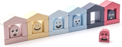 Cubika Pastel krāsainās mājiņas – koka būvkomplekts 30 detaļas