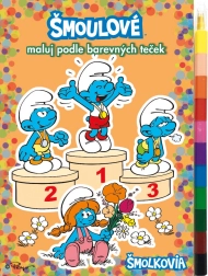 Krāsojamā grāmata Smurfi A5 ar Krāso pēc krāsu punktiem un vaska krītiņiem